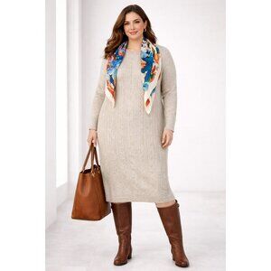 Lane Bryant Womens Cable Knit Sweater Dress Beige Size 18/20 Acrylic Blend